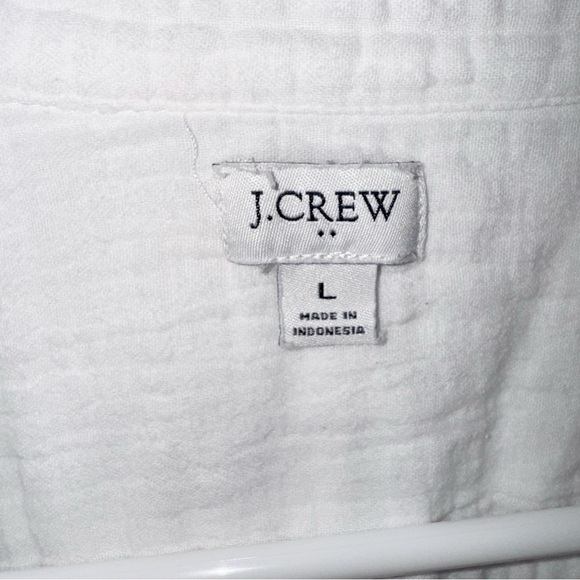 J. Crew Gauze White Button-Up Shirt Large Capsule Wardrobe Classic Minimalist - Picture 9 of 14